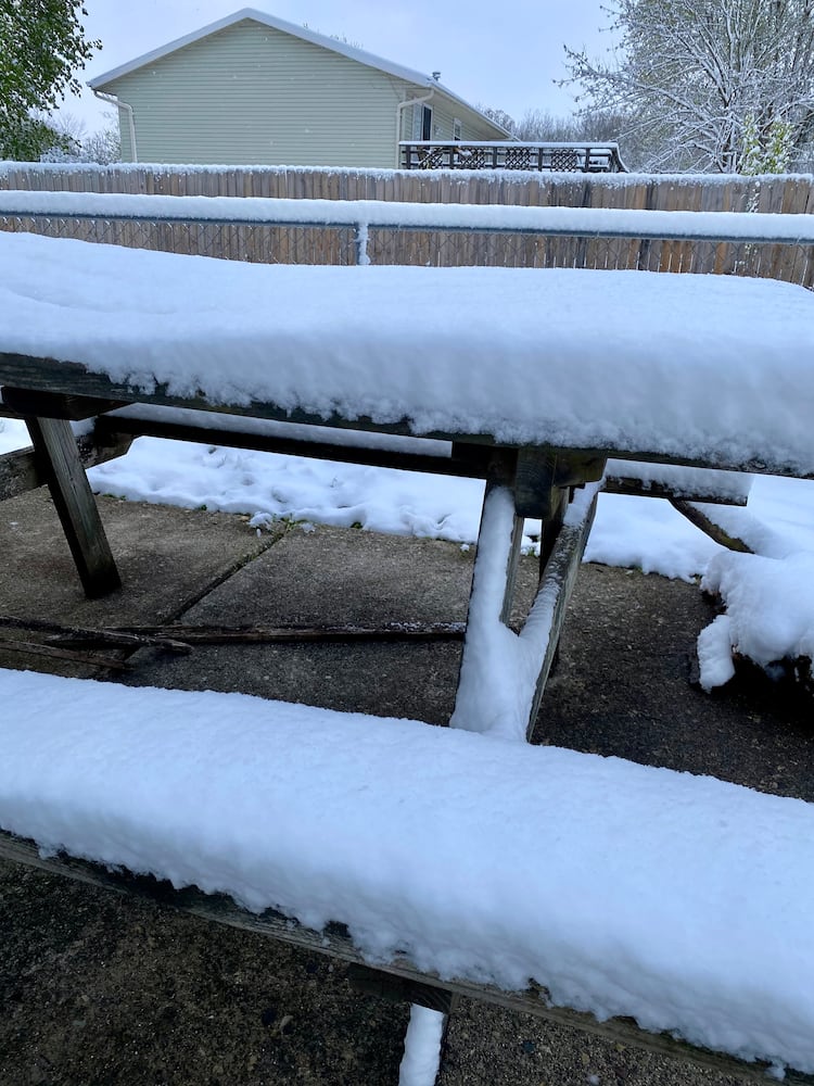 PHOTOS: Snowfall in April in the Miami Valley