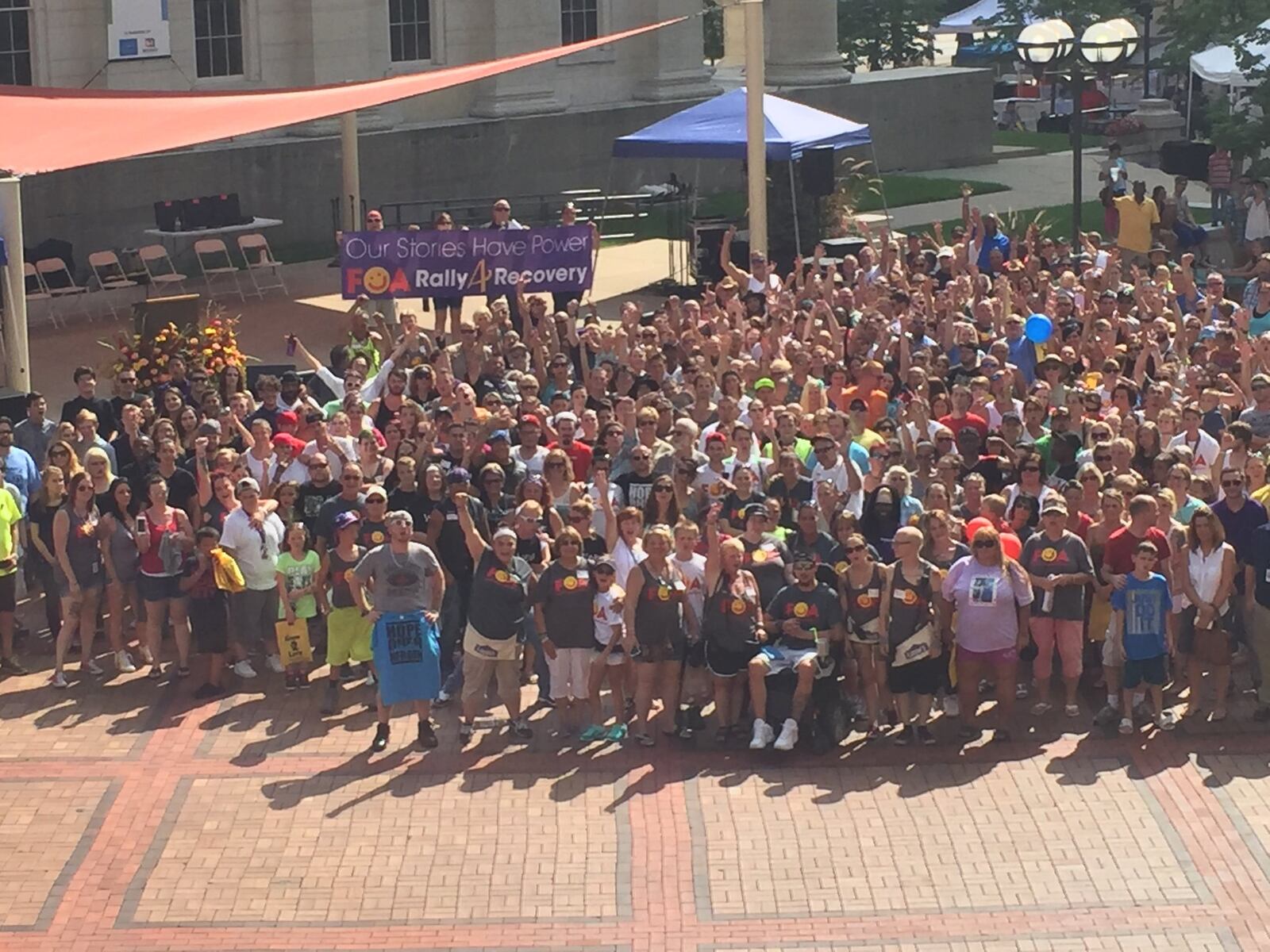 Hundreds of people gathered at Courthouse Square in downtown Dayton on August 28, 2016, for the Third Annual Families of Addicts Rally 4 Recovery.