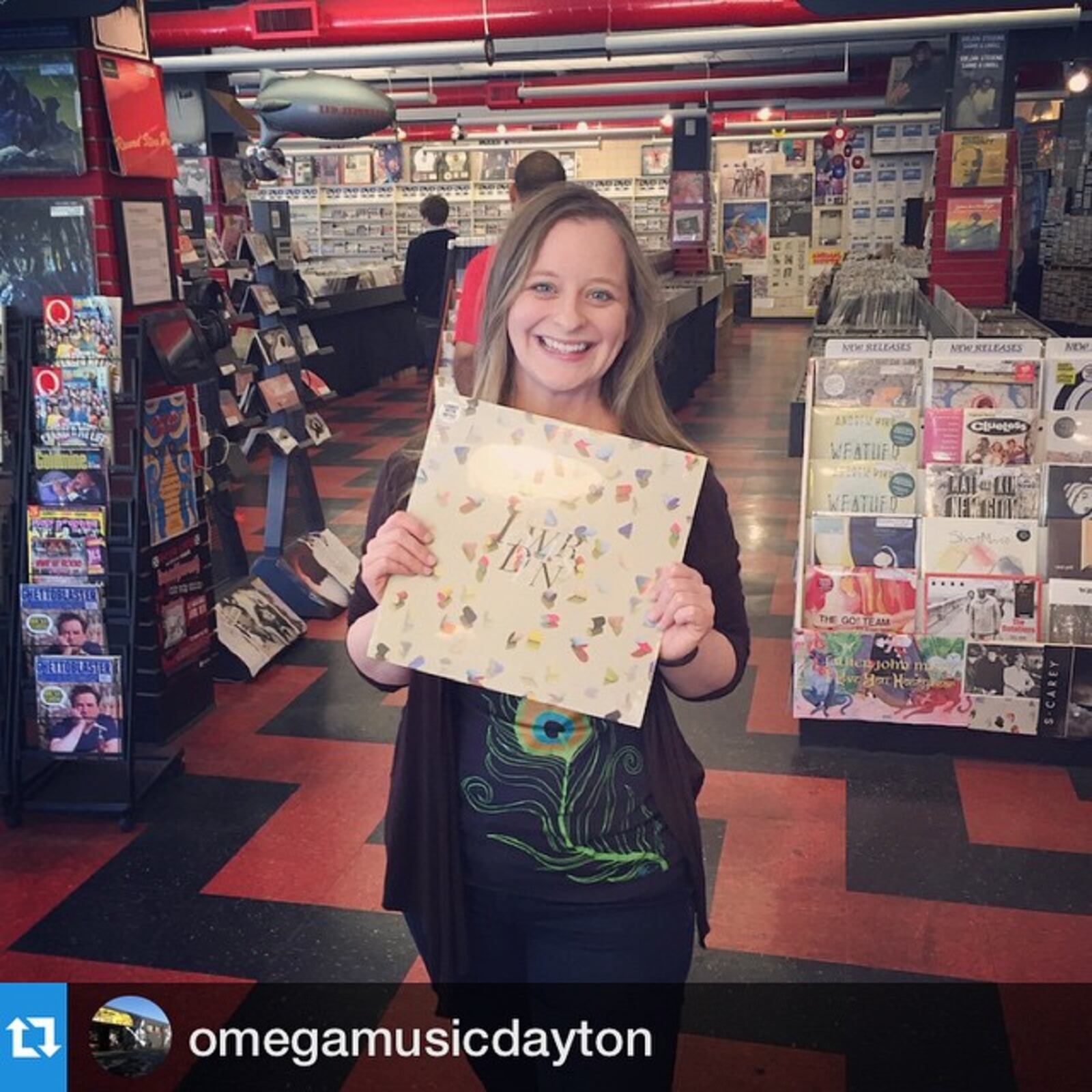 Libby Ballengee, Dayton Music Insider, shopping at Omega music in the Oregon District