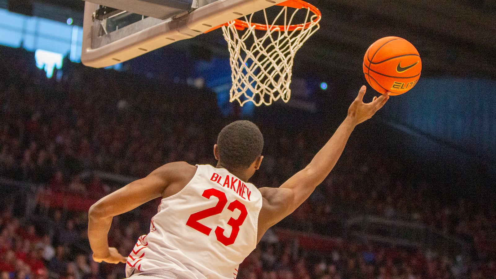 Dayton's R.J. Blakney drives baseline for an early basket Saturday against Northern Illinois at UD Arena. Jeff Gilbert/CONTRIBUTED