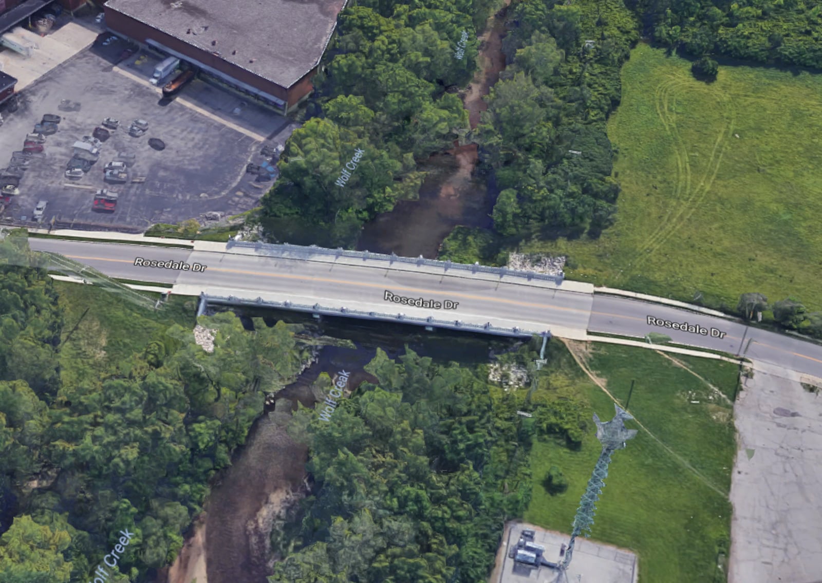 Rosedale Drive Bridge over Wolf Creek. Source: Google Maps