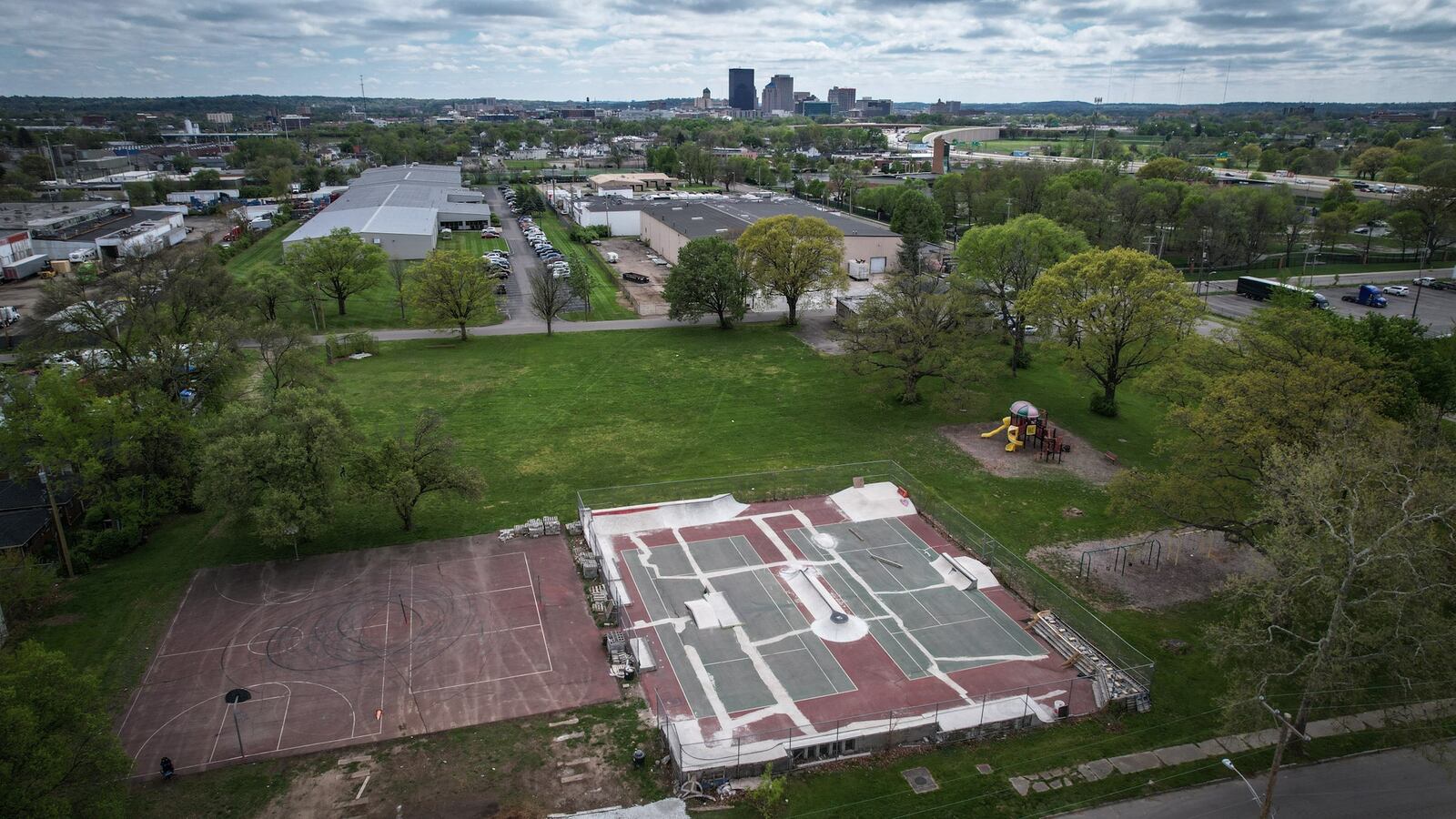 The skate park at Claridge Park. People living near Claridge Park in the McCook Field neighborhood in Dayton have a lower life expectancy compared to others in Montgomery County, according to a report from Montgomery County ADAMHS compiled by the Health Policy Institute of Ohio. JIM NOELKER/STAFF