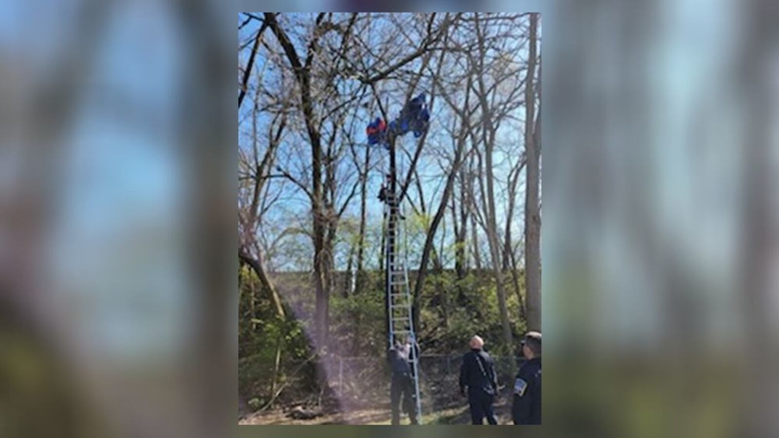 A skydiver was rescued by the Middletown Division of Fire Sunday afternoon after three went off course. CONTRIBUTED