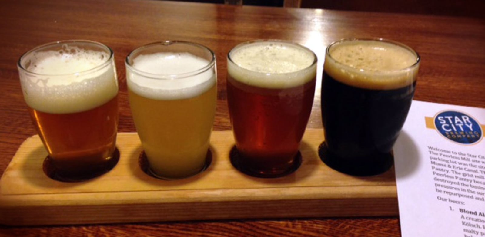 Sampler from Star City Brewing in Miamisburg. Staff photo by Mark Fisher