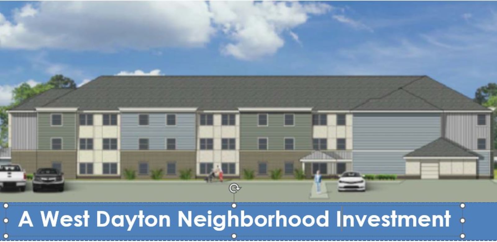 A rendering of the 50-unit Germantown Crossing in West Dayton at the former Day-Mont site. CONTRIBUTED