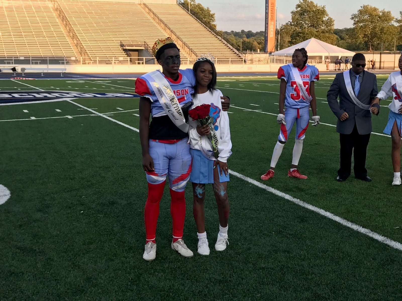 It was a big night for Belmont’s Dy’Lan Wilder, who was named Homecoming King at halftime Thursday night at Welcome Stadium and then went on to lead the Bison to their first win of the season – a 20-6 triumph over Ponitz. Tom Archdeacon/CONTRIBUTED