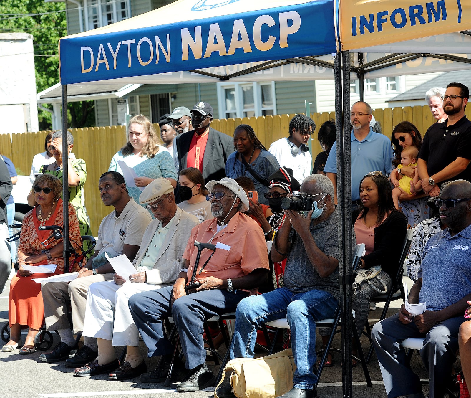 Dayton Unit NAACP members gather for the official grand opening of the group's headquarters at 915 Salem Ave., along with several community partners who helped renovate the building, on Tuesday, Aug. 29, 2023. MARSHALL GORBY\STAFF