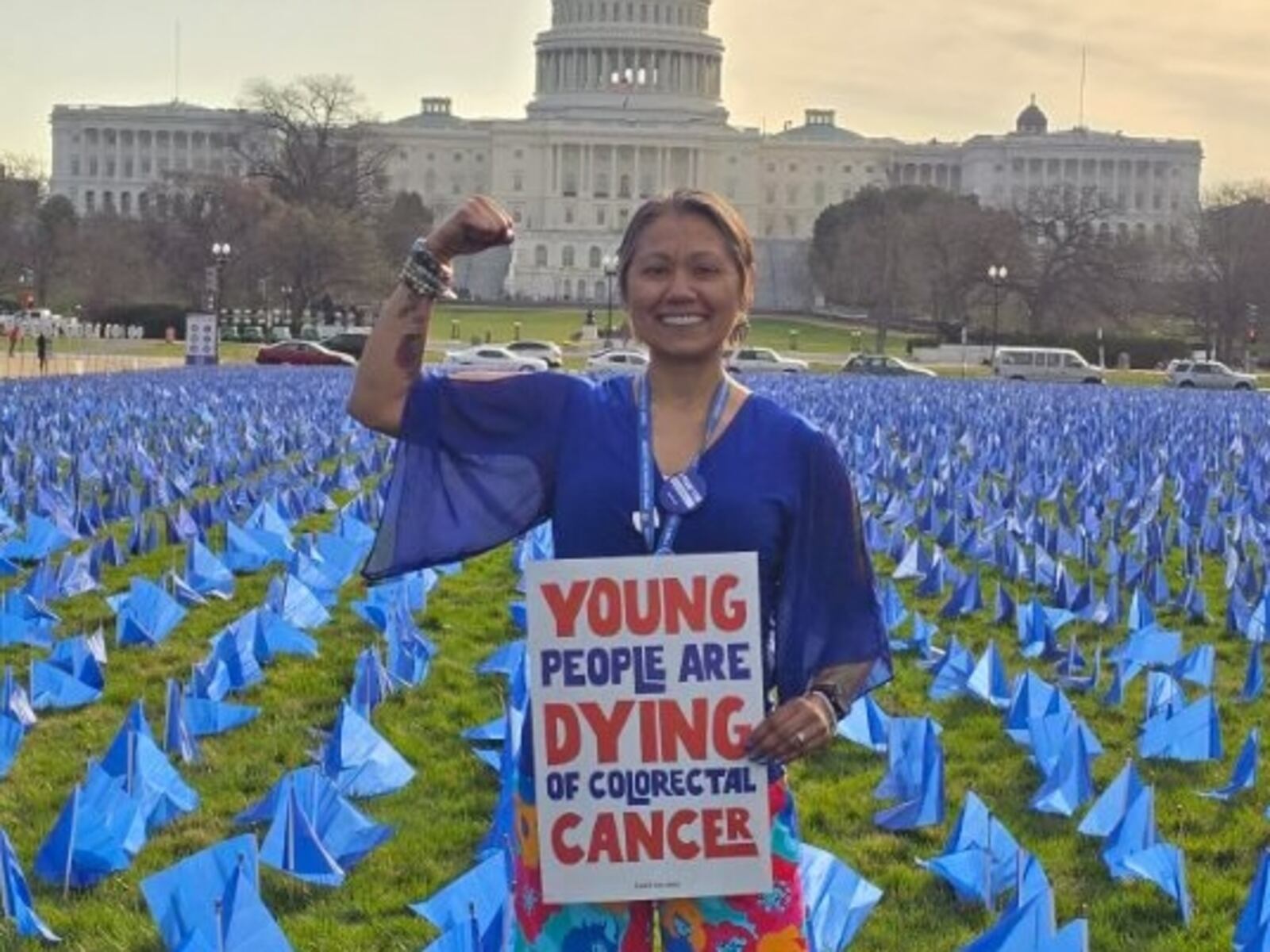 Jessica Fox, of Dayton, who was recently in Washington, D.C. with the advocacy organization Fight Colorectal Cancer. Fox was 44 when she was diagnosed with stage IV colorectal cancer. After undergoing emergency surgery, she continues to be treated with chemotherapy while advocating for more research to be done into why colorectal cancer is impacting younger people. CONTRIBUTED