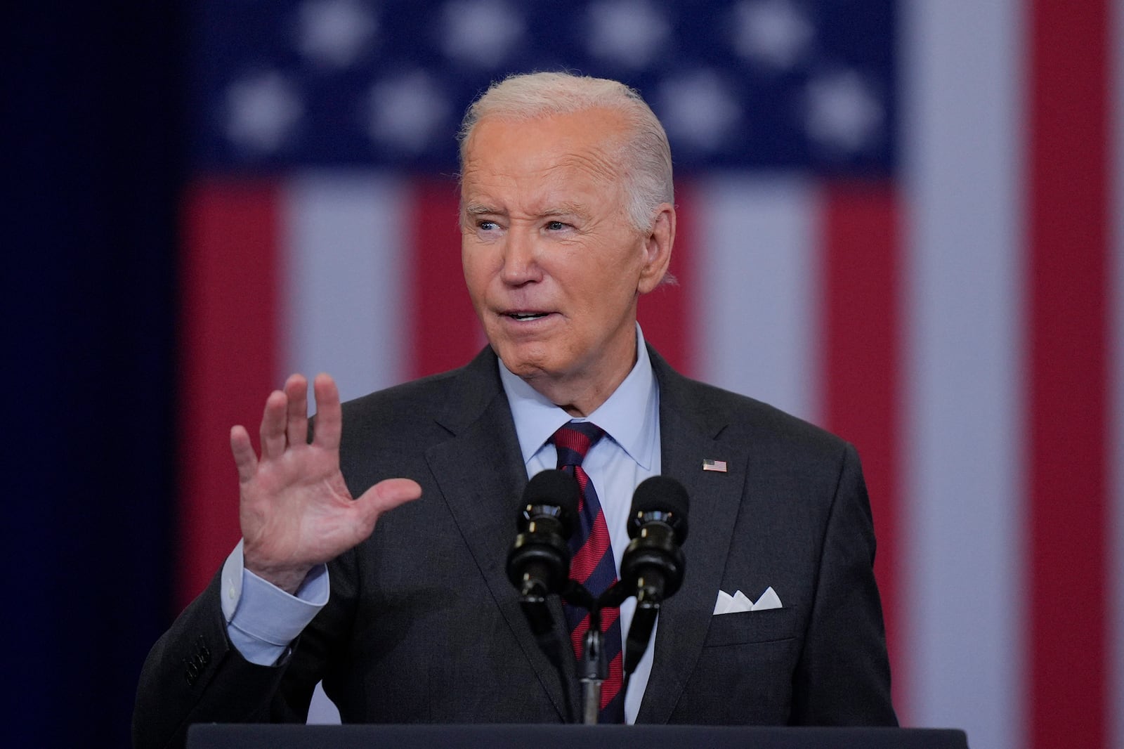 President Joe Biden delivers remarks on lowering the cost of prescription drugs, at NHTI Concord Community College, Tuesday, Oct. 22, 2024, in Concord, N.H.. (AP Photo/Steven Senne)