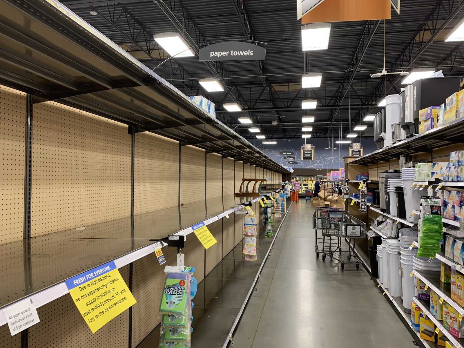 Empty shelves at an area store.