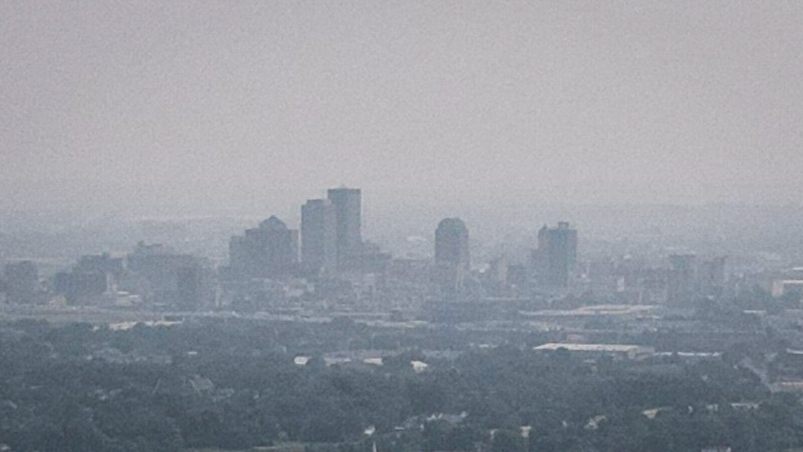 Wildfires in Canada led to hazy skies over the Dayton on Tuesday, June 6, 2023. An Air Quality Alert is in effect today for the second day in a row for most of the region. JIM NOELKER / STAFF