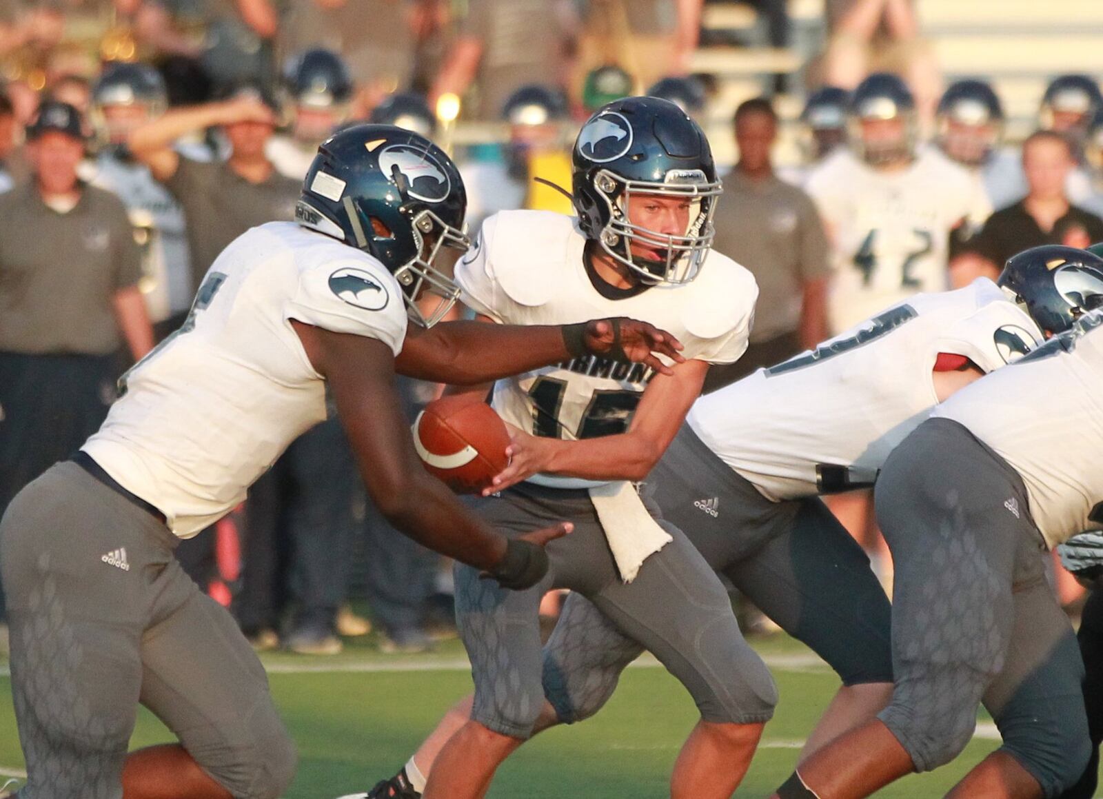 Fairmont sophomores Tank Gant (left) and QB Keon Wright are promising Firebirds underclass players. MARC PENDLETON / STAFF