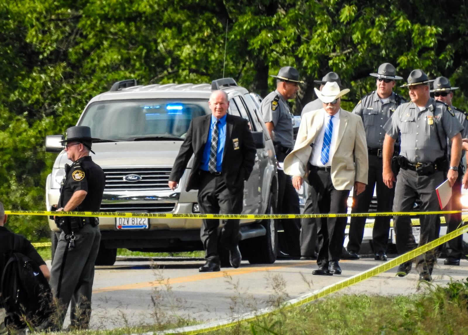 A Middletown police officer was shot after a pursuit that began in Fairfield on Aug. 31, 2020, ended in a crash and shots fired on Mason- Montgomery Road in Turtlecreek Twp. in Warren County. The officer shot was identified as Dennis Jordan, who was shot in the arm and finger, according to a city of Middletown spokeswoman. NICK GRAHAM / STAFF