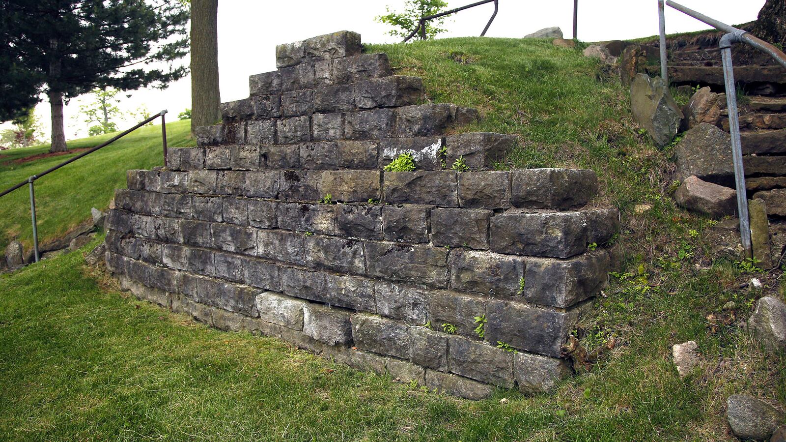 The now covered tunnel exit from the Home Hospital to the Dayton National Cemetery.  Deceased residents of the Soldiers Home would dressed in the basement of the Home Hospital and taken to the National Cemetery through the tunnel so residents of the Soldiers Home would not be disturbed.  TY GREENLEES / STAFF