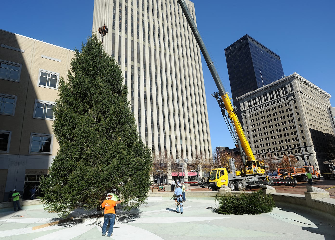 PHOTOS: Tree arrives for Dayton Holiday Festival