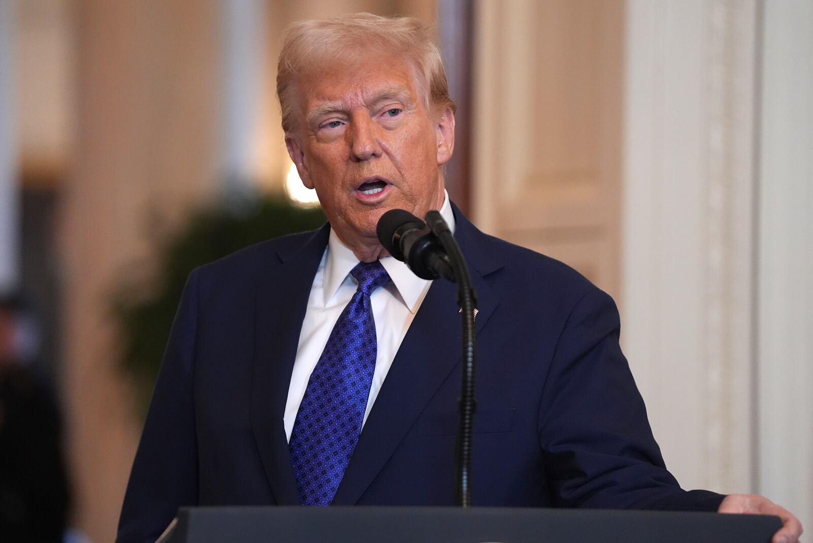 President Donald Trump speaks before signing the Laken Riley Act in the East Room of the White House, Wednesday, Jan. 29, 2025, in Washington. (AP Photo/Evan Vucc)