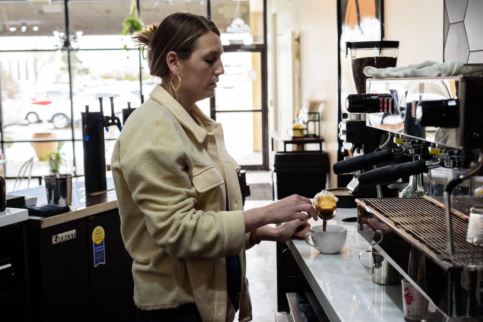 Take a sneak peek inside the new B-Side Coffee Bar, located at 6178 Chambersburg Rd. in Huber Heights. The grand opening will be on Friday, Mar. 17, 2023. TOM GILLIAM / CONTRIBUTING PHOTOGRAPHER