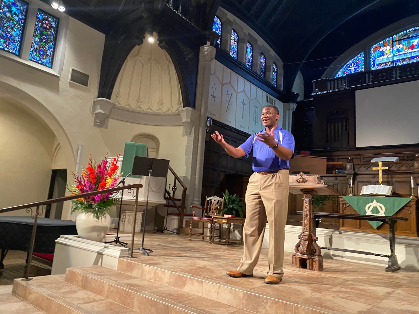 Pastor Don Wilson of Grace United Methodist Church stands in the chapel of the church. Eileen McClory / Staff