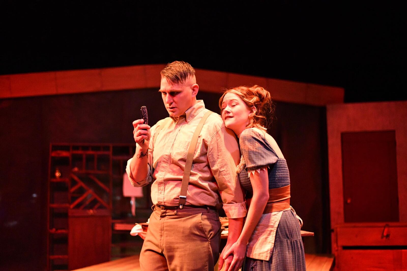 Philip Drennen (Sweeney Todd) and Melissa Hall (Mrs. Nellie Lovett) in TheatreLab Dayton's 2022 production of "Sweeney Todd" in the PNC Arts Annex. CONTRIBUTED