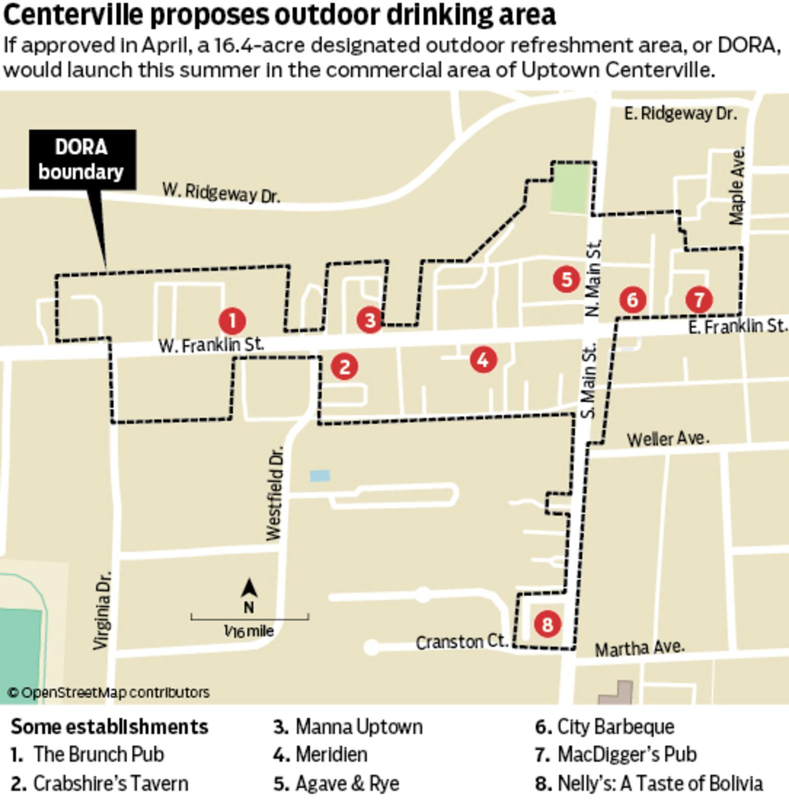 The city of Centerville will decide in April 2024 whether to approve a Designated Outdoor Refreshment Area near Main and Franklin streets.