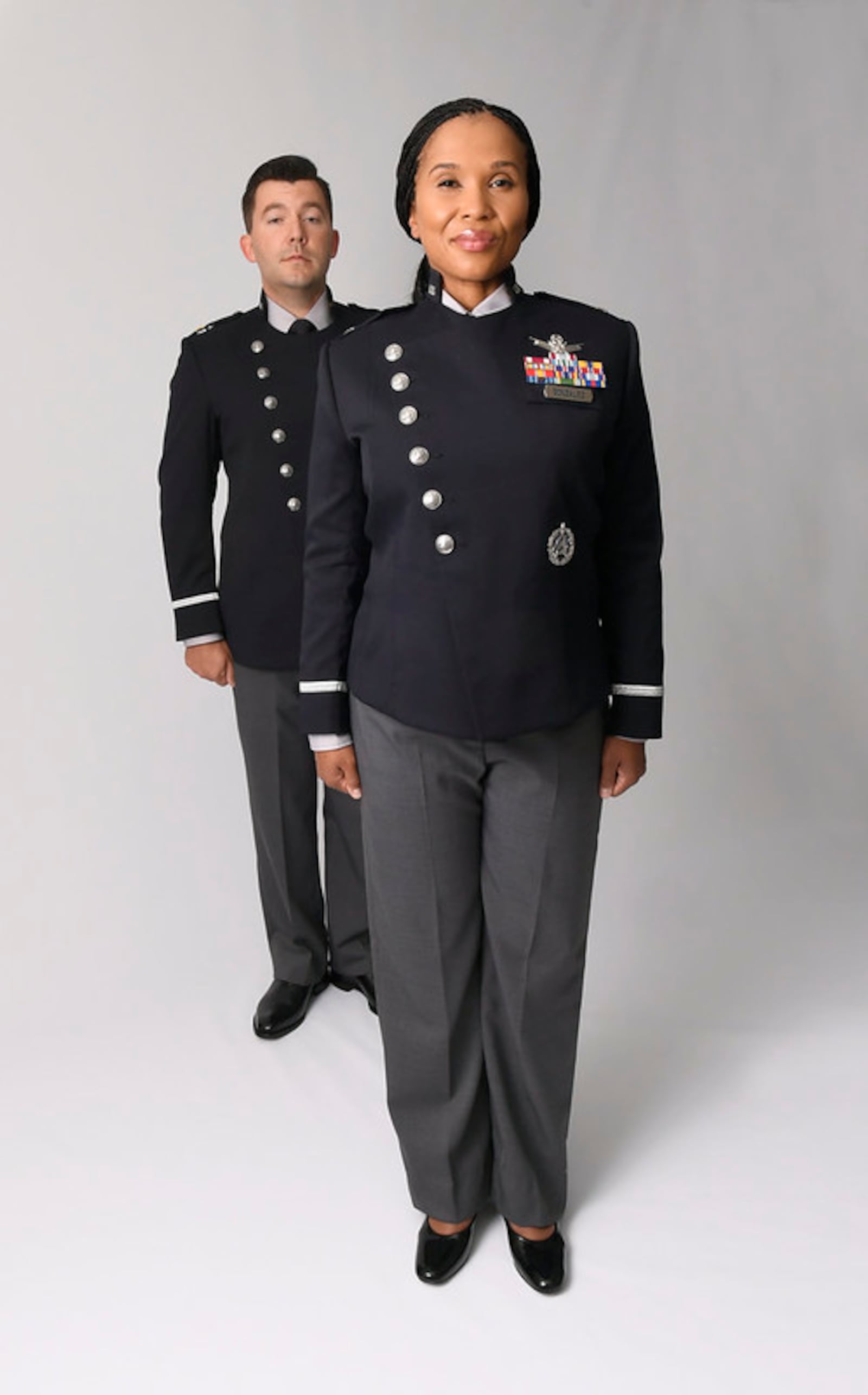 Examples of the prototypes of the new Space Force uniforms, designed at Wright-Patterson Air Force Base.