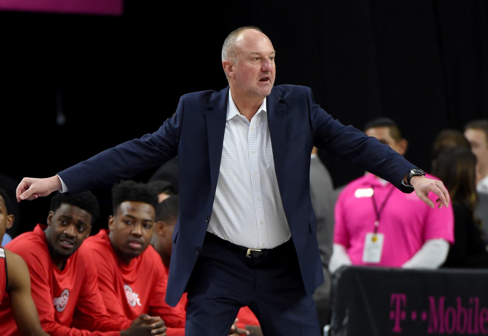 LAS VEGAS, NV - DECEMBER 17: Head coach Thad Matta of the Ohio State Buckeyes reacts during his team’s game against the UCLA Bruins during the CBS Sports Classic at T-Mobile Arena on December 17, 2016 in Las Vegas, Nevada. UCLA won 86-73. (Photo by Ethan Miller/Getty Images)