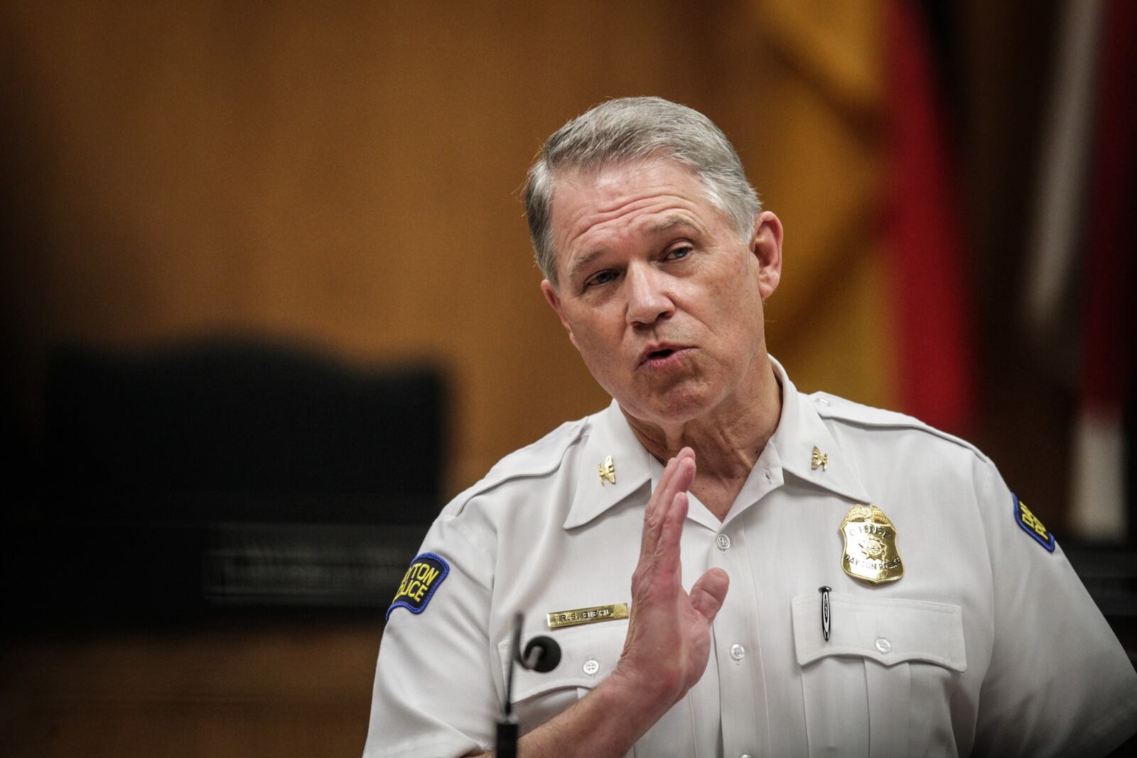 Dayton Police Chief Richard Biehl holds a presser concerning the police involved shooting on Wayne Ave. Thursday morning September 24,2020.