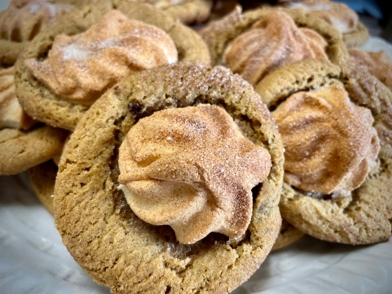 Ashley’s Pastry Shop in Oakwood has been known for its Sand Tarts, a brown sugar cookie with a dollop of meringue and a dusting of cinnamon sugar. NATALIE JONES/STAFF