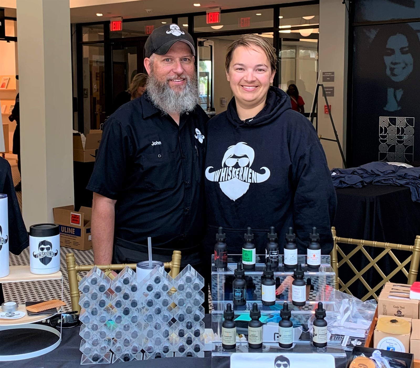 John and Jennifer Matecki, owners and operators of Whiskermen Grooming Company, specialize in beard care kits as well as soaps and bath bomb with their signature scents. LONDON BISHOP/STAFF