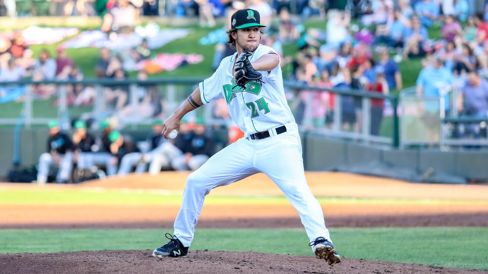 Dayton Dragons righthander Lyon Richardson pitches during their game against the Clinton LumberKings on Monday, May 6 at Fifth Third Field. Richardson pitched six innings, allowing two hits and striking out two in the longest outing of his career. The Dragons beat the LumberKings 5-4. MICHAEL COOPER / CONTRIBUTED