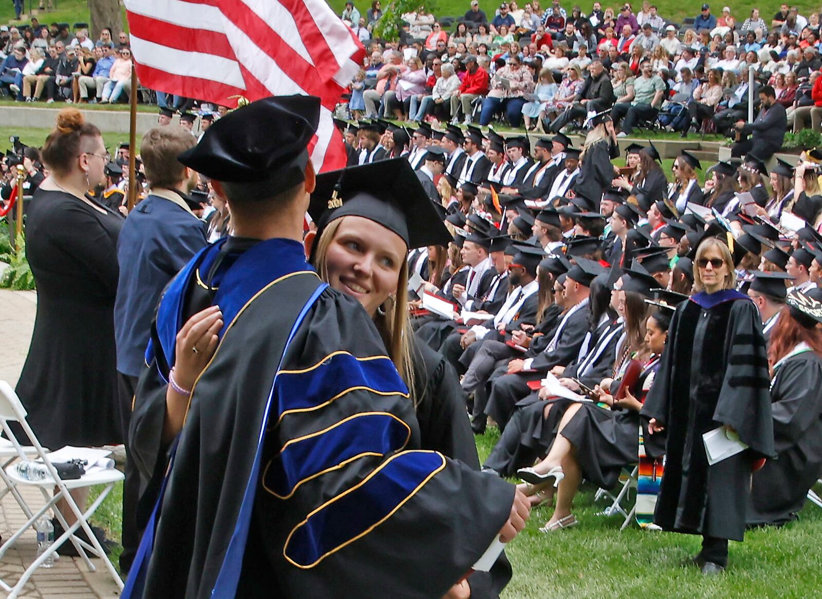 Approximately 280 graduates walked across the stage in Commencement Hollow to received their degrees during Wittenberg University's 174 Commencement Ceremony Saturday, May 11, 2024. BILL LACKEY/STAFF