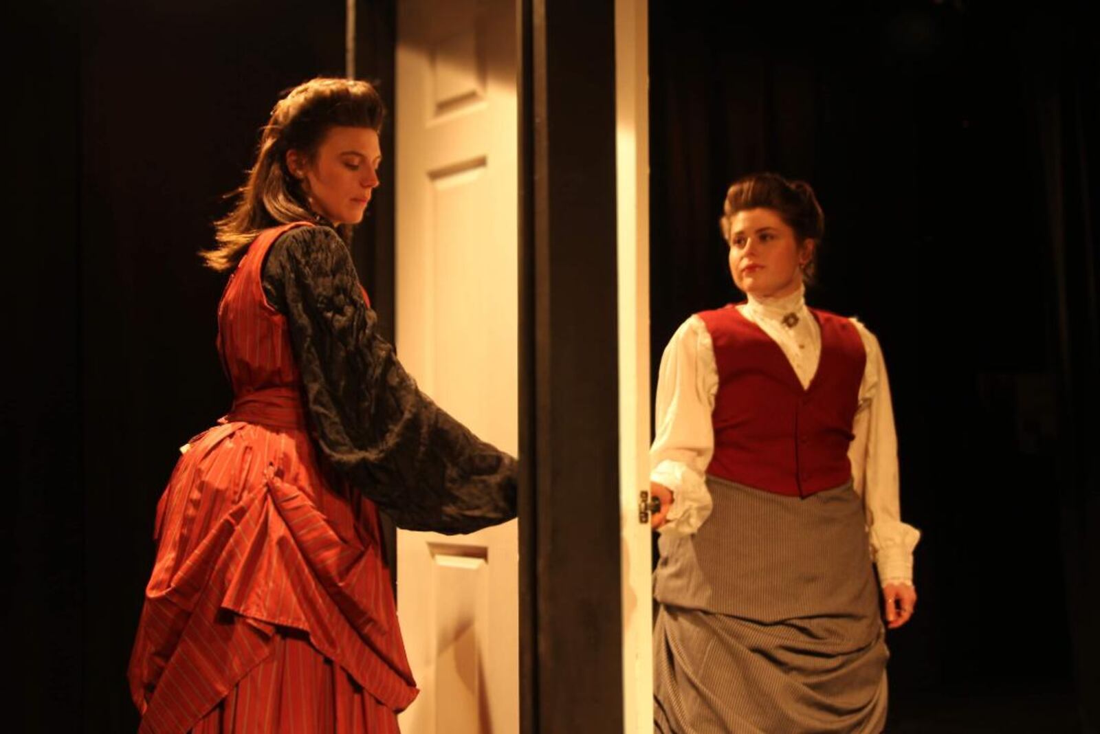 Left to right: Julia Daigh as Nora in "A Doll's House" and Alexis Wentworth as Nora in "A Doll's House, Part 2." PHOTO BY WRIGHT STATE THEATRE