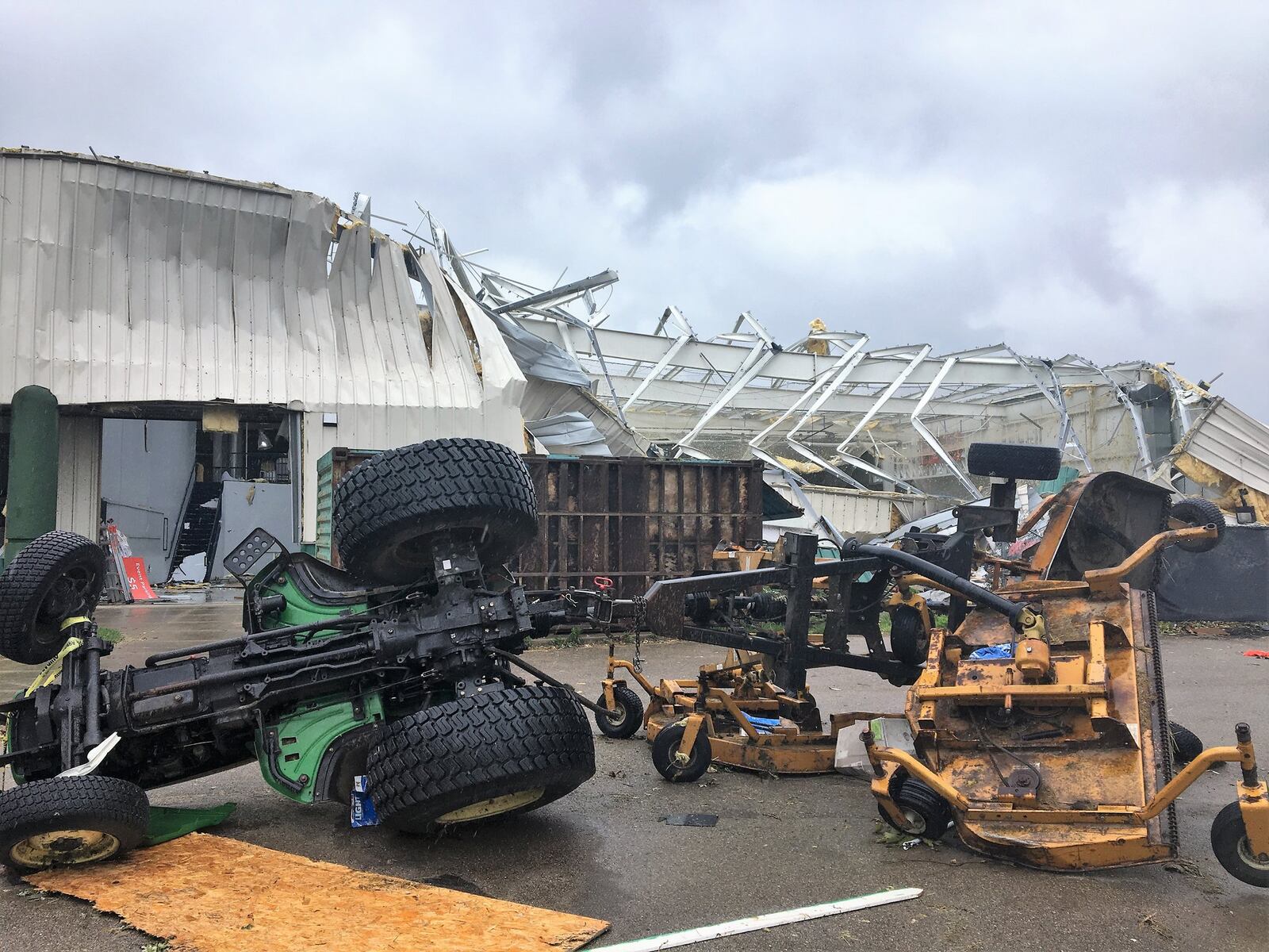 The destruction at Action Sports Center in Dayton after a string of tornadoes hit the area on Memorial Day. A youth baseball league quickly got other teams to donate field space for a tournament scheduled at Action Sports this weekend. Players also helped clean up the property. KATIE WEDELL/STAFF