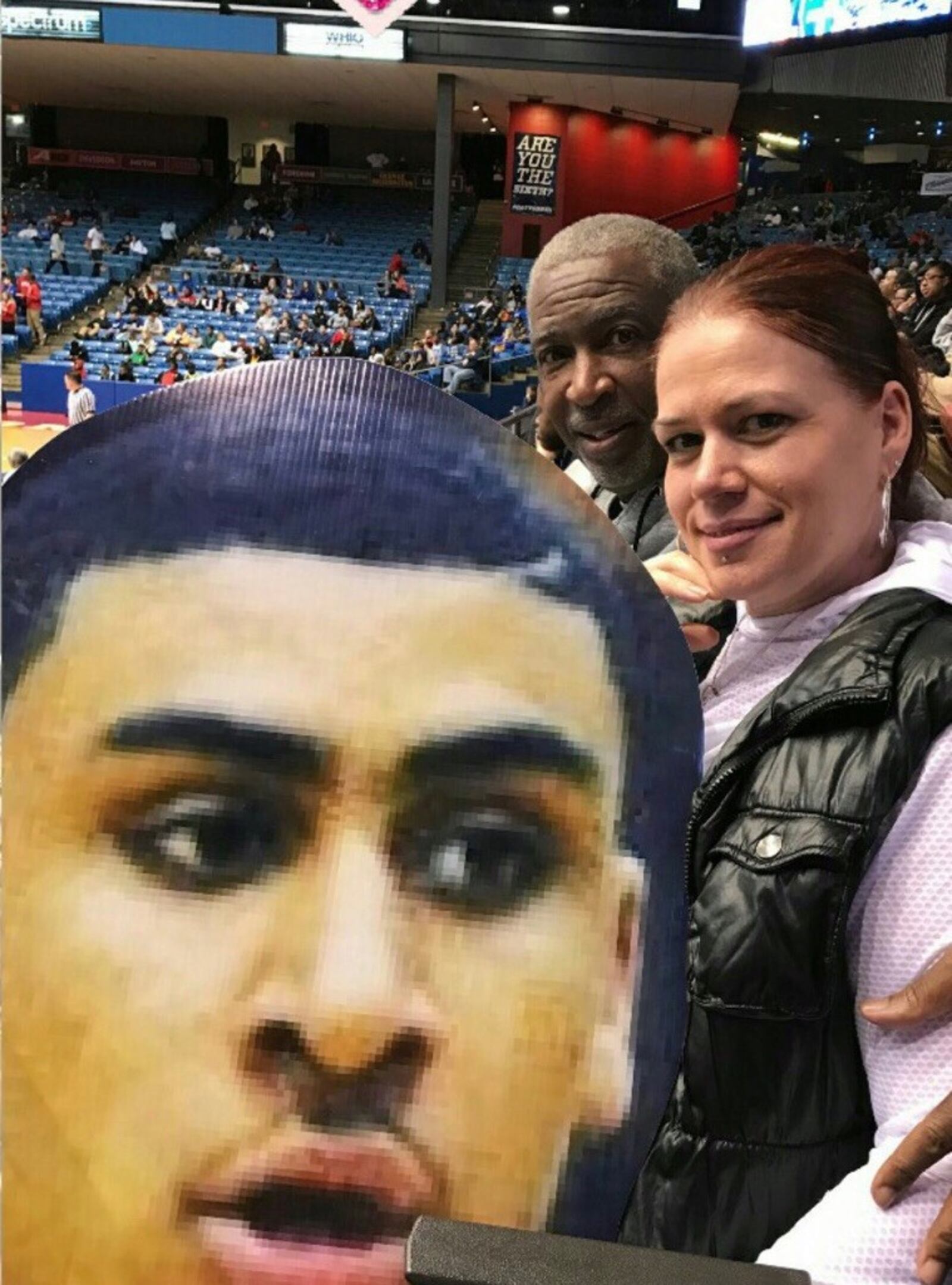 Torrey Patton’s mom, Conswela McLemore, and his stepdad, William McLemore, had attended every one of Torrey’s college games, home and away, until the Horizon League prohibited fans at games this season due to the COVID-19 pandemic.  As she has done since her son was a freshman in high school, Conswela brings a big head cardboard poster of her son to every game. It’s now something fans look forward to seeing. CONTRIBUTED