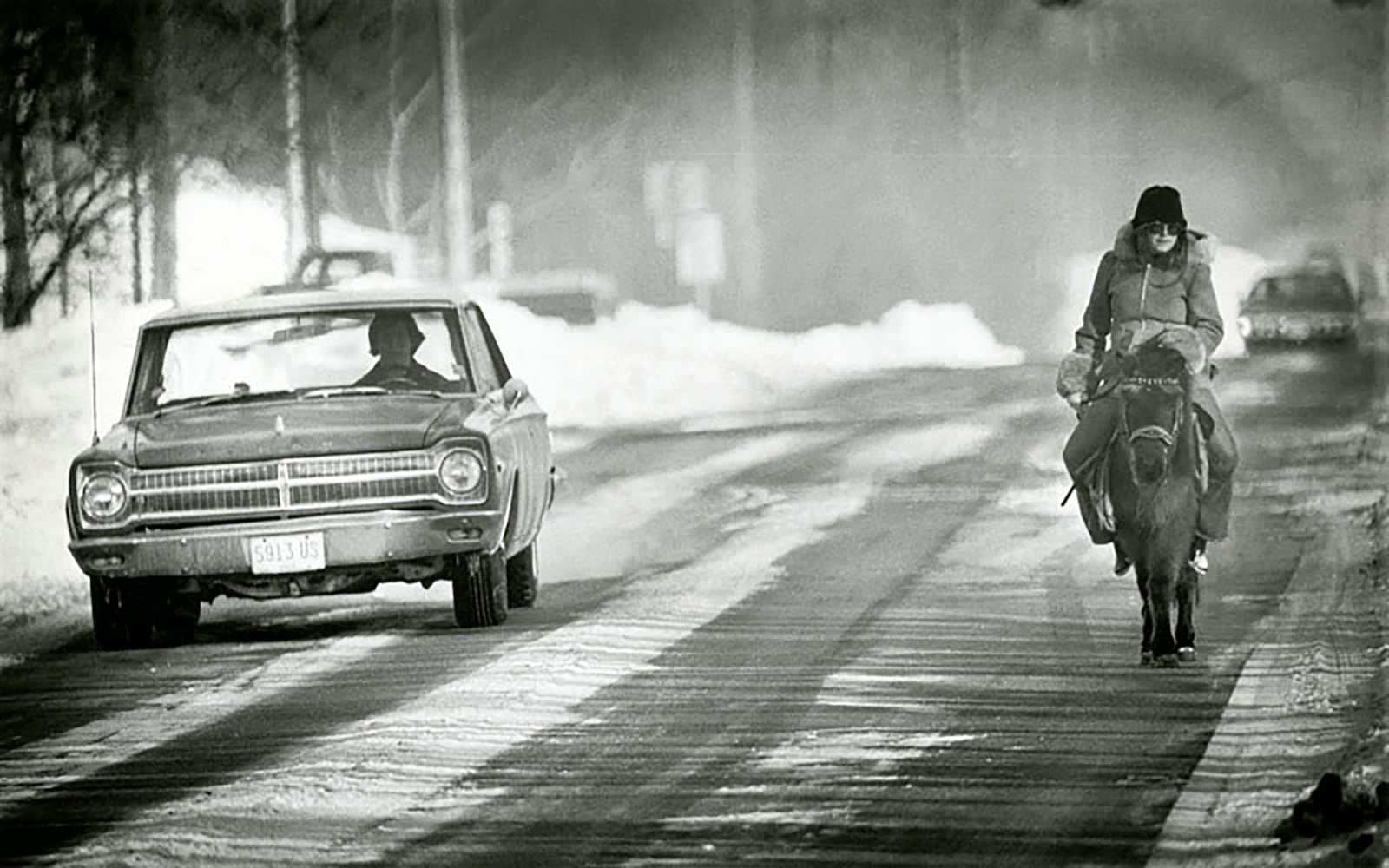 Kathy Gatts in Brandt (Miami County) finds an innovative way to get to the store during the 1978 blizzard. DAYTON DAILY NEWS ARCHIVE