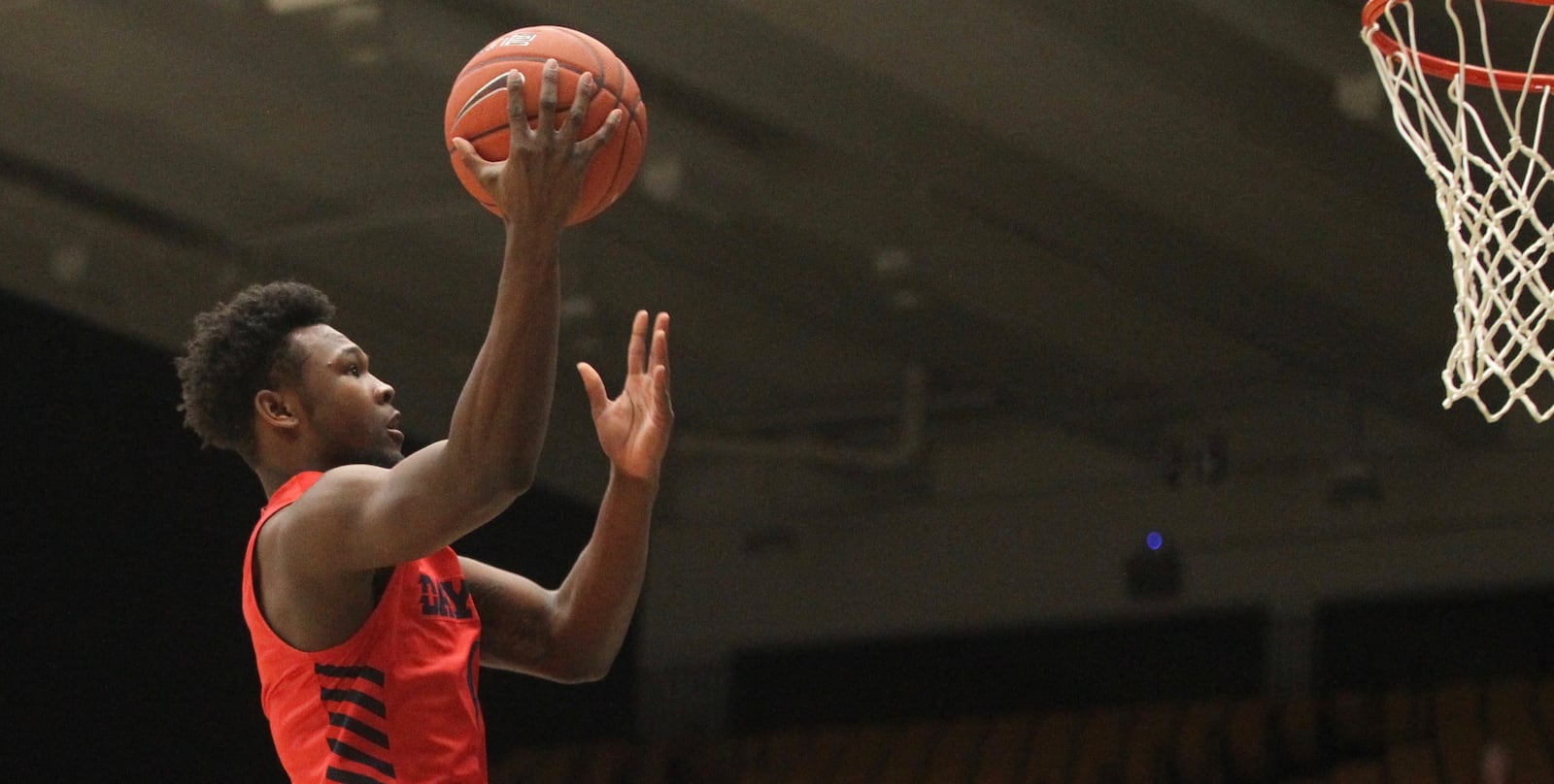 Dayton’s Jordan Davis scores against George Washington on Wednesday, Jan. 9, 2019, at the Charles E. Smith Center in Washington, D.C.