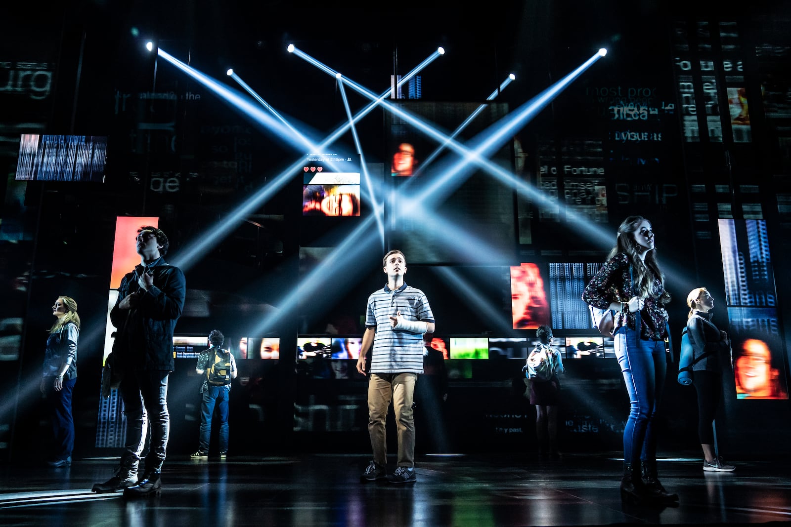 Stephen Christopher Anthony as 'Evan Hansen' and the North American touring company of "Dear Evan Hansen''. PHOTO BY MATTHEW MURPHY