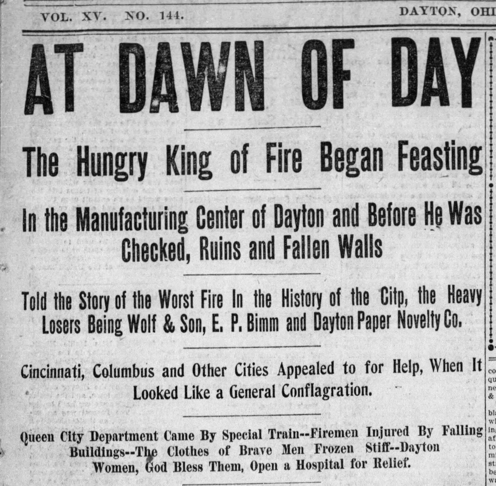 Newspaper headline from Feb. 1, 1900. DAYTON DAILY NEWS ARCHIVES