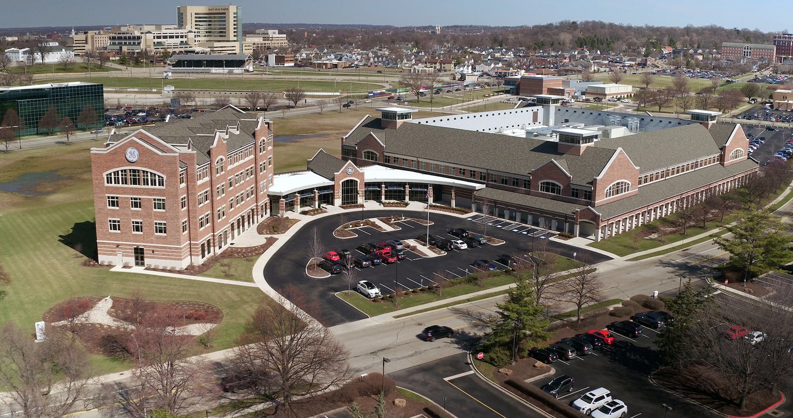 The GE Episcenter is located on River Park Drive on University of Dayton land that stretches from the UD Campus to the Great Miami River.   TY GREENLEES / STAFF