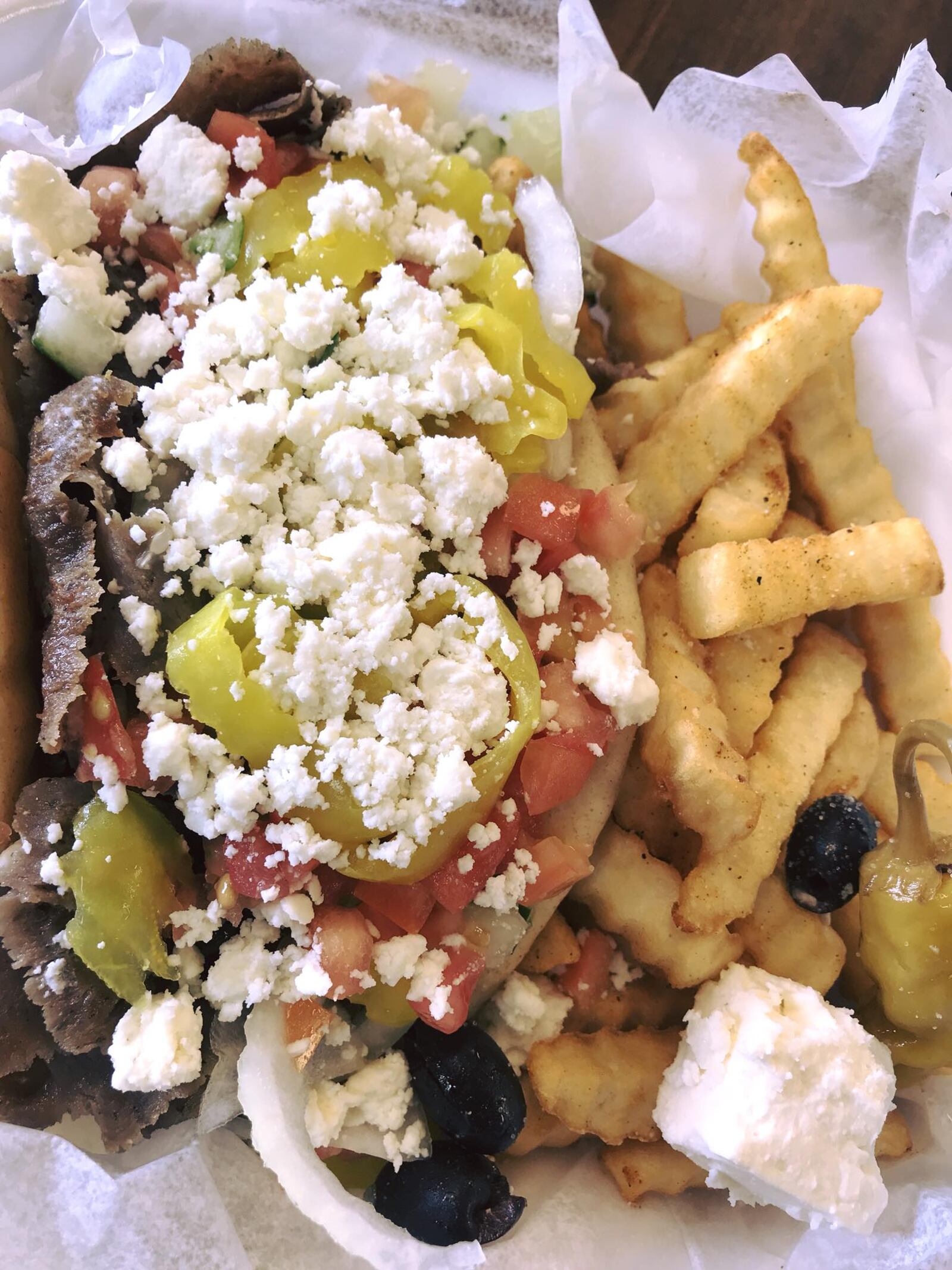 A Gyro Palace Gyro platter from Gyro Palace on Brown Street near University of Dayton. FILE