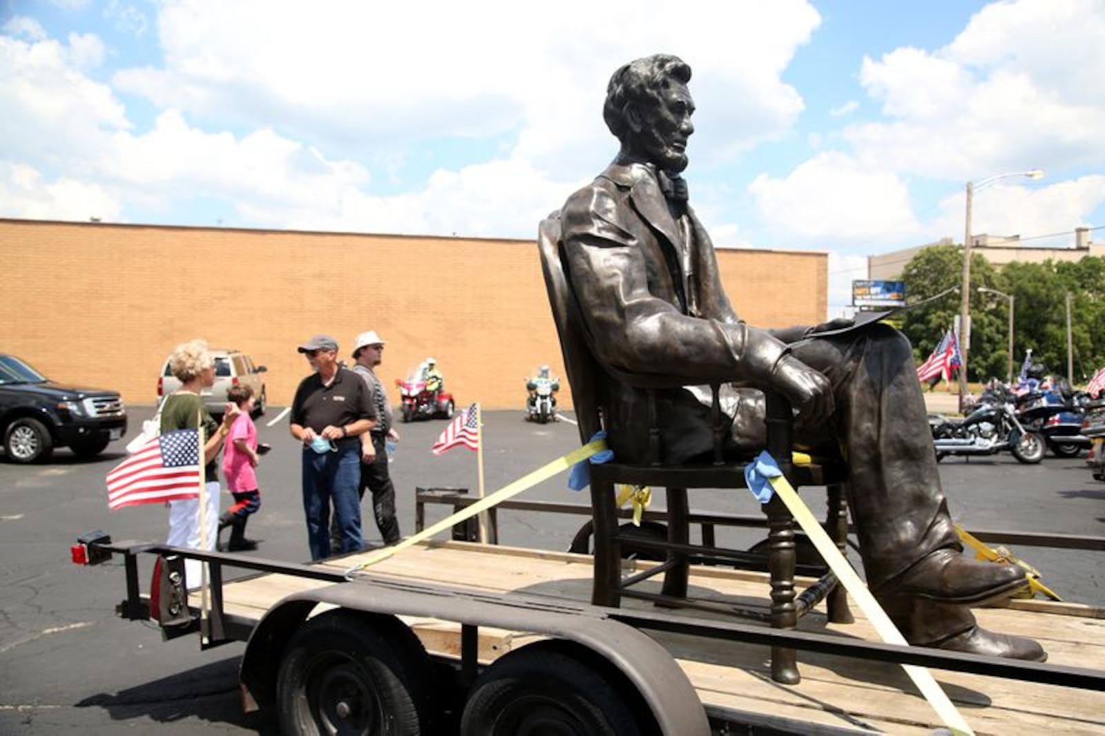 Sculptor Mike Major depicted a seated Abraham Lincoln, pen in hand, with legislation he has signed establishing the National Soldier's and Sailor's Asylum to care for Civil War veterans. Dayton was the location for one of the first three soldier's homes in the country. LISA POWELL / STAFF