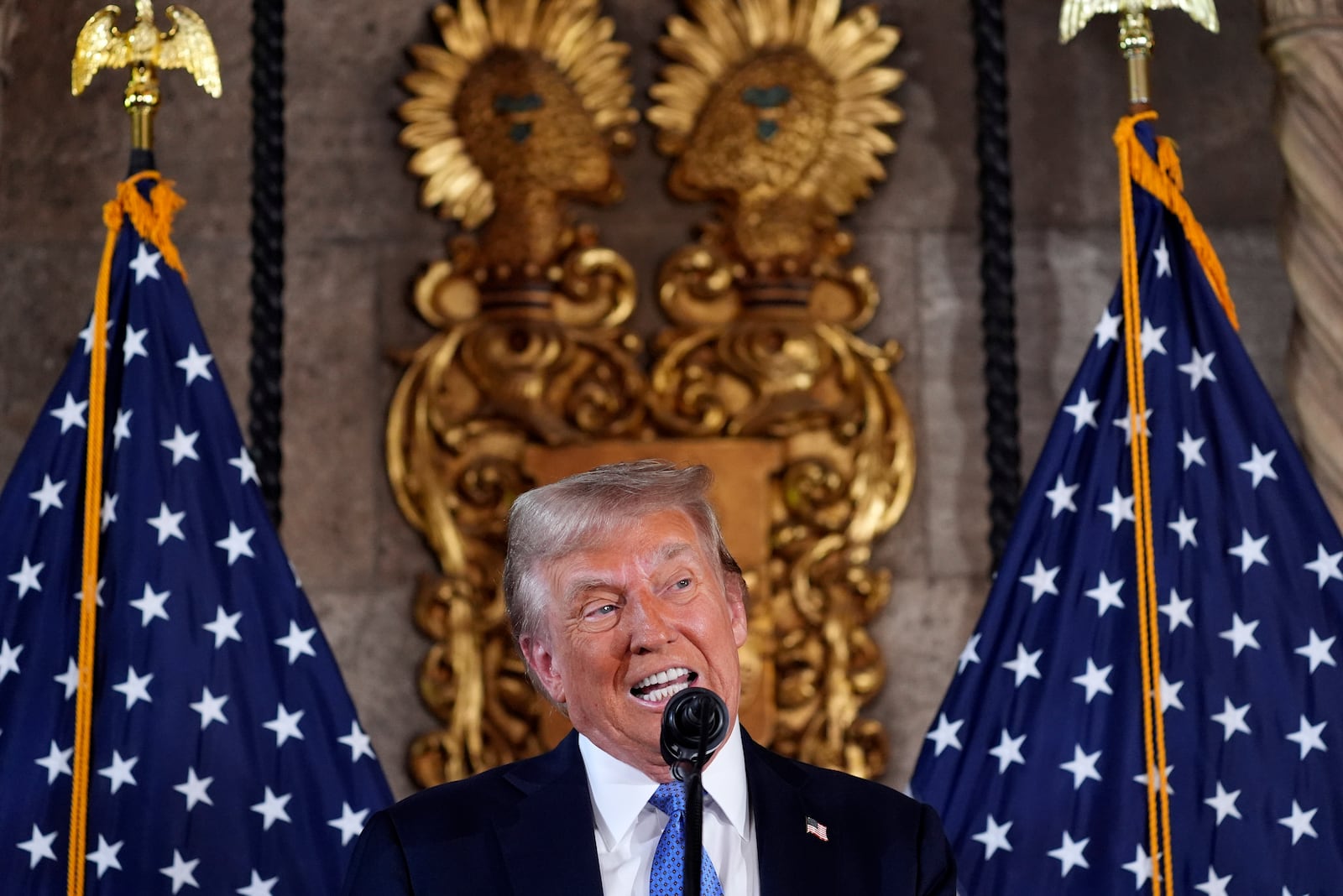 President-elect Donald Trump speaks during a news conference at Mar-a-Lago, Monday, Dec. 16, 2024, in Palm Beach, Fla. (AP Photo/Evan Vucci)