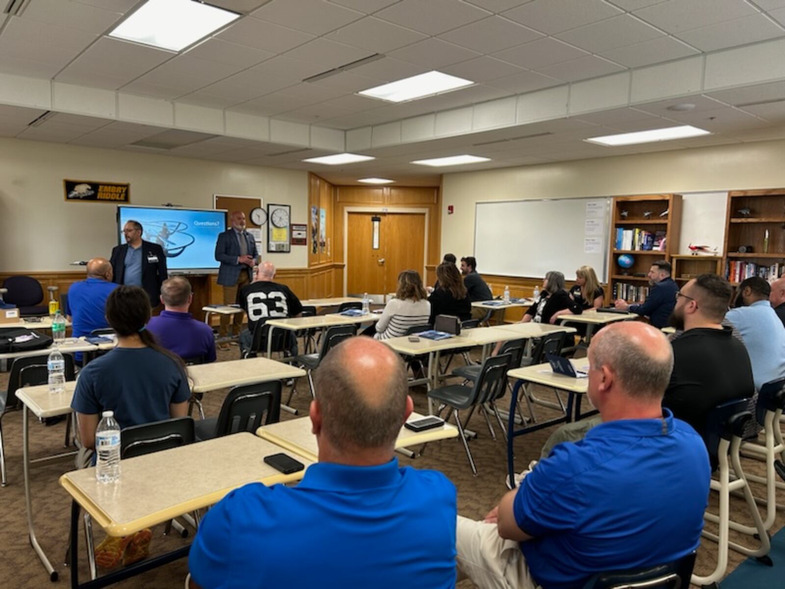 An Ohio drone program meeting was held Wednesday, May 8, at Emmanuel Christian Academy, with leadership from Embry-Riddle’s Gaetz Aerospace Institute, state representatives including Bernie Willis, officials and administration from local schools in the area and others not a part of the program that are interested in getting more information. Brooke Spurlock/Staff