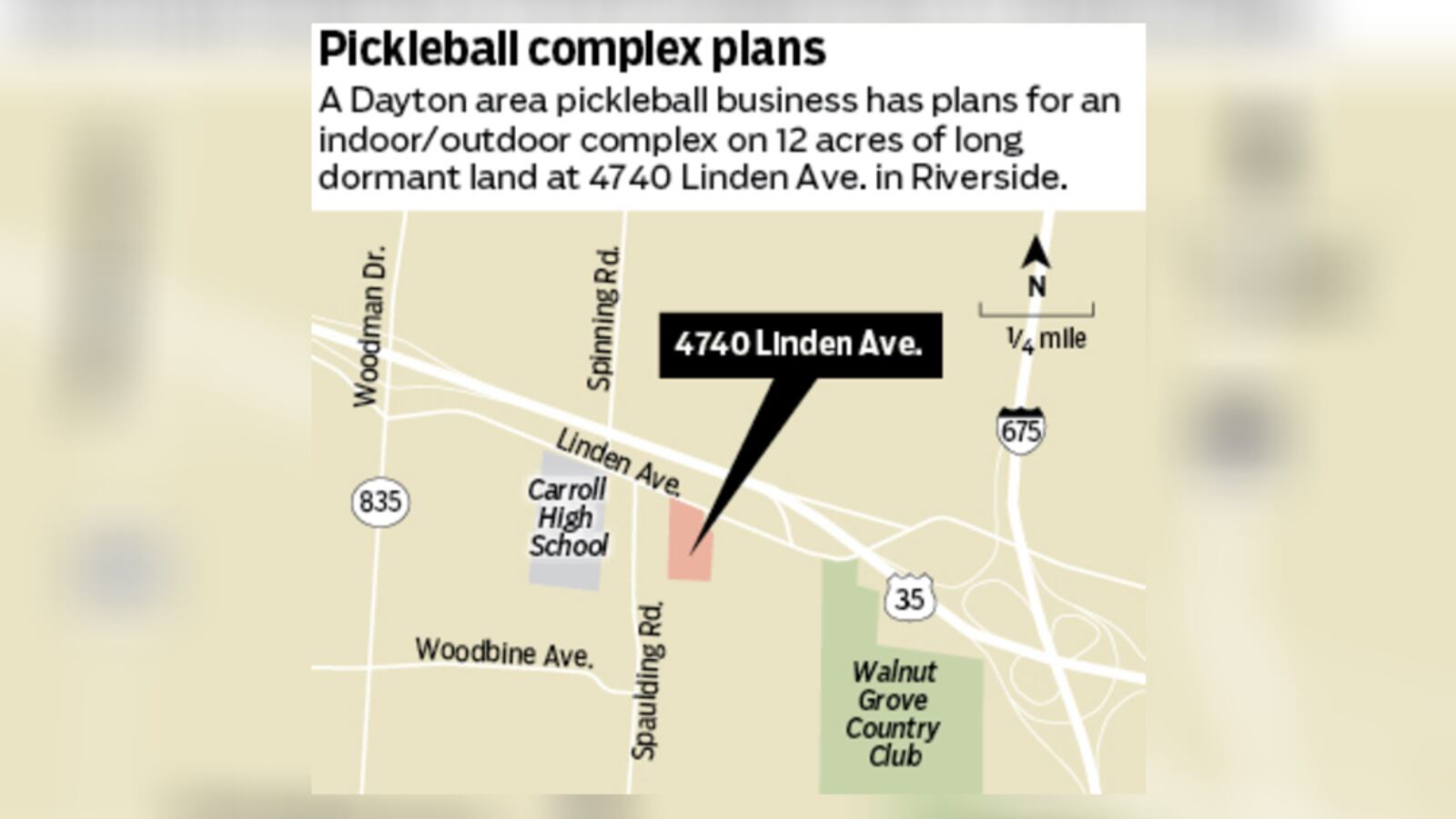 A pickleball business operator has submitted plans calling for a complex of at least 18 courts on 12 acres  of land in Riverside, records show. STAFF