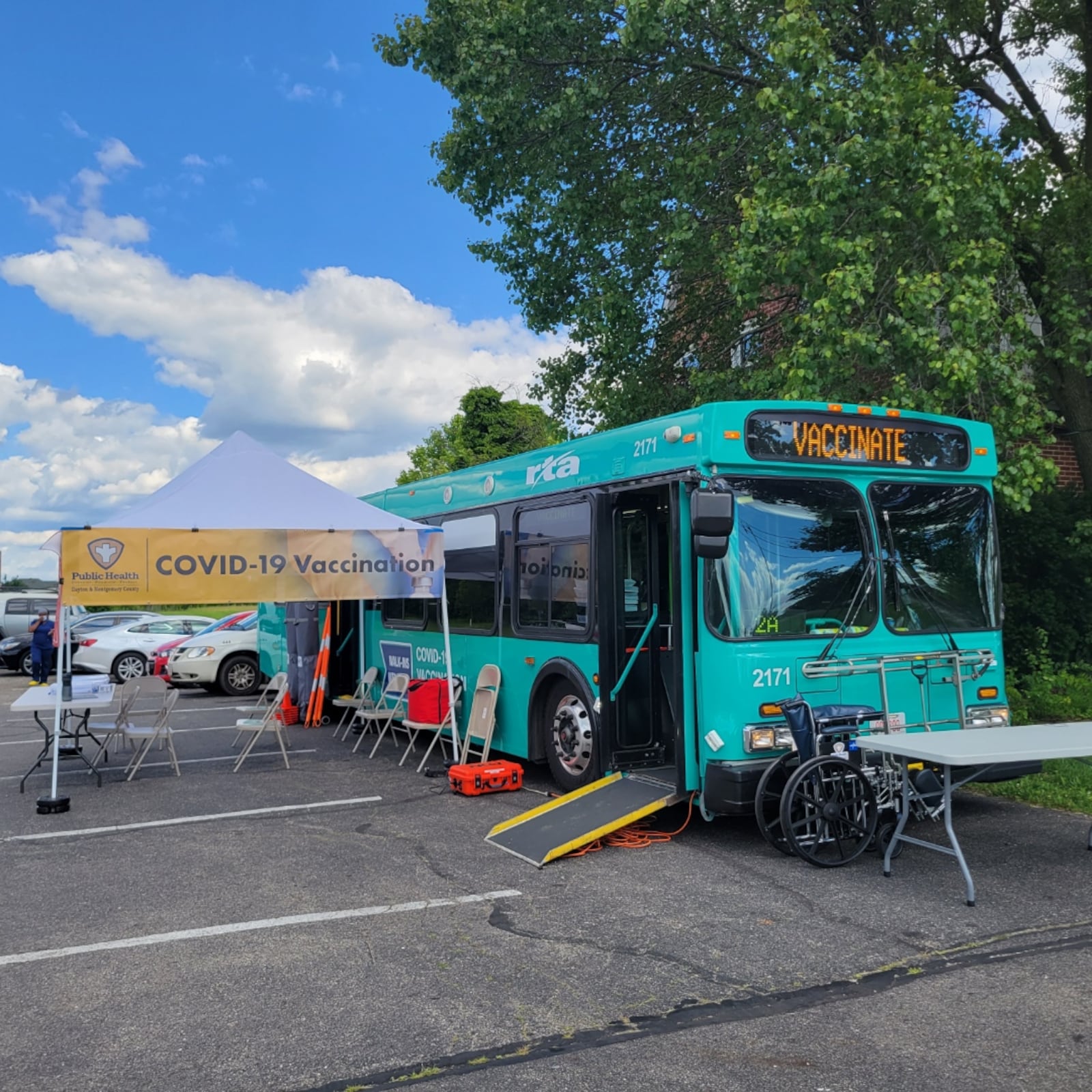 Public Health - Dayton & Montgomery County has partnered with the Greater Dayton RTA to provide mobile COVID-19 vaccination clinics in a retrofitted bus.