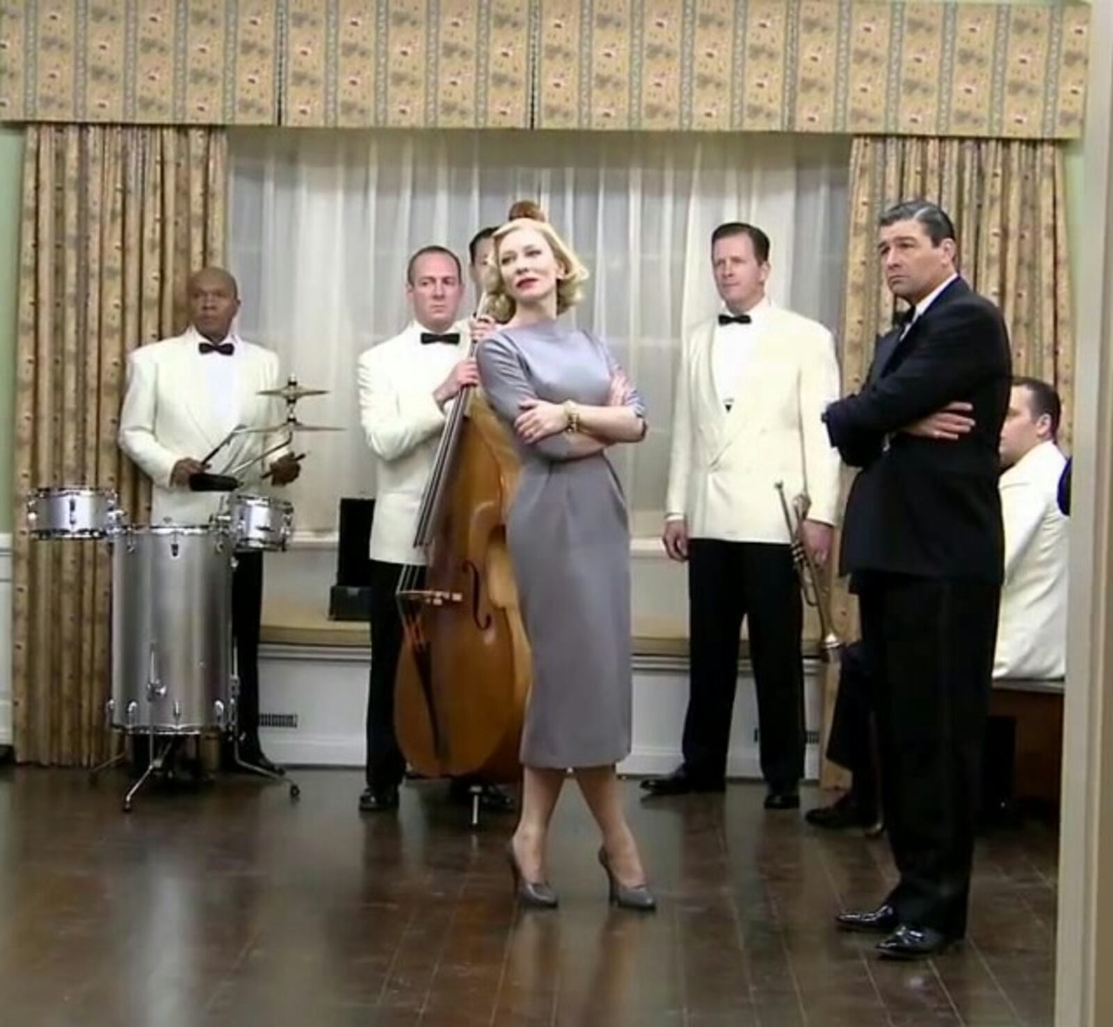 Local actor John W. Harden (back fair left) in “Carol” starring Cate Blanchett.