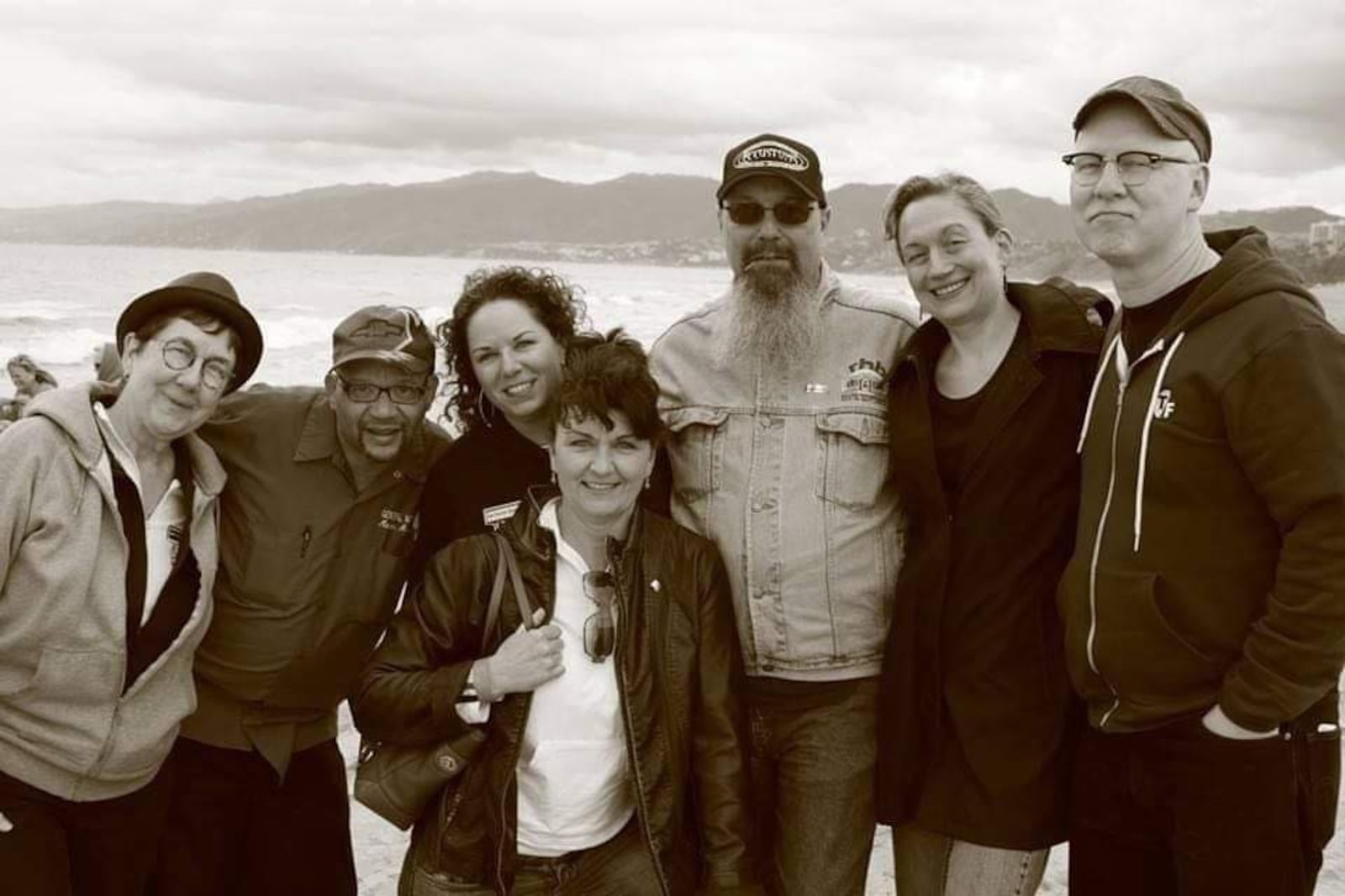 Former workers of the General Motors Moraine plant, bookended by filmmakers Julia Reichert (left side) and Steve Bognar (on the right). Reichert and Bognar made the Academy Award-nominated HBO documentary, "The Last Truck." Courtesy of Kate Geiger.