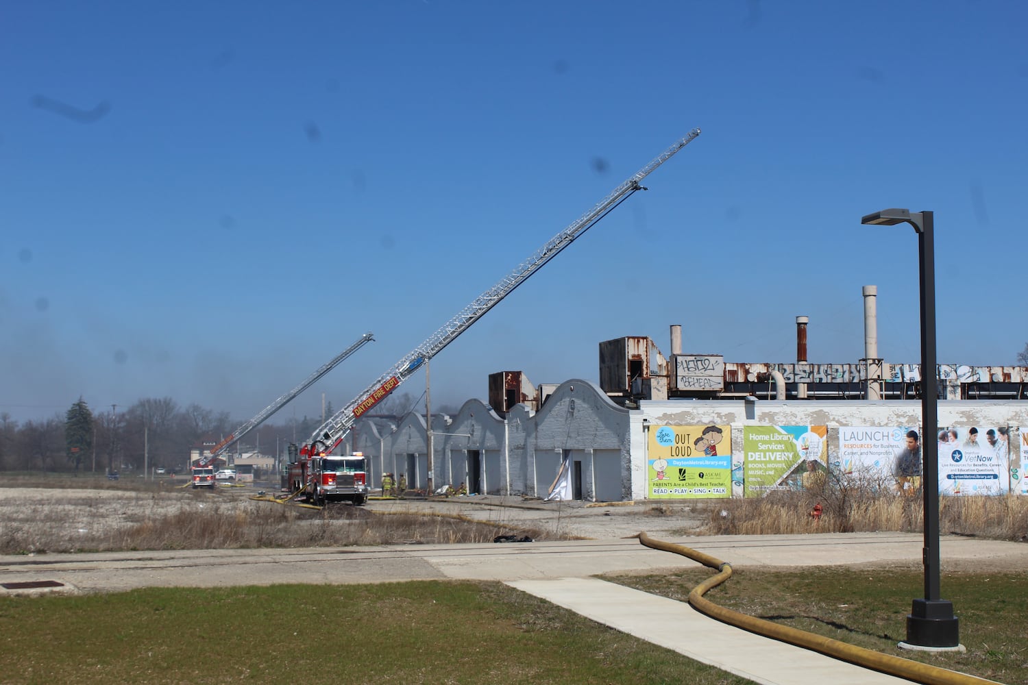 Fire at Wright brothers airplane factory site