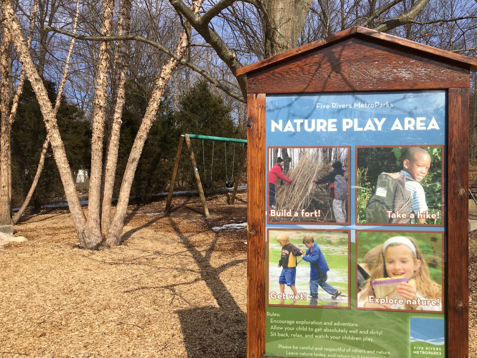 The nature play area at Hills & Dales MetroPark in Kettering. PHOTO CREDIT: Sarah Franks