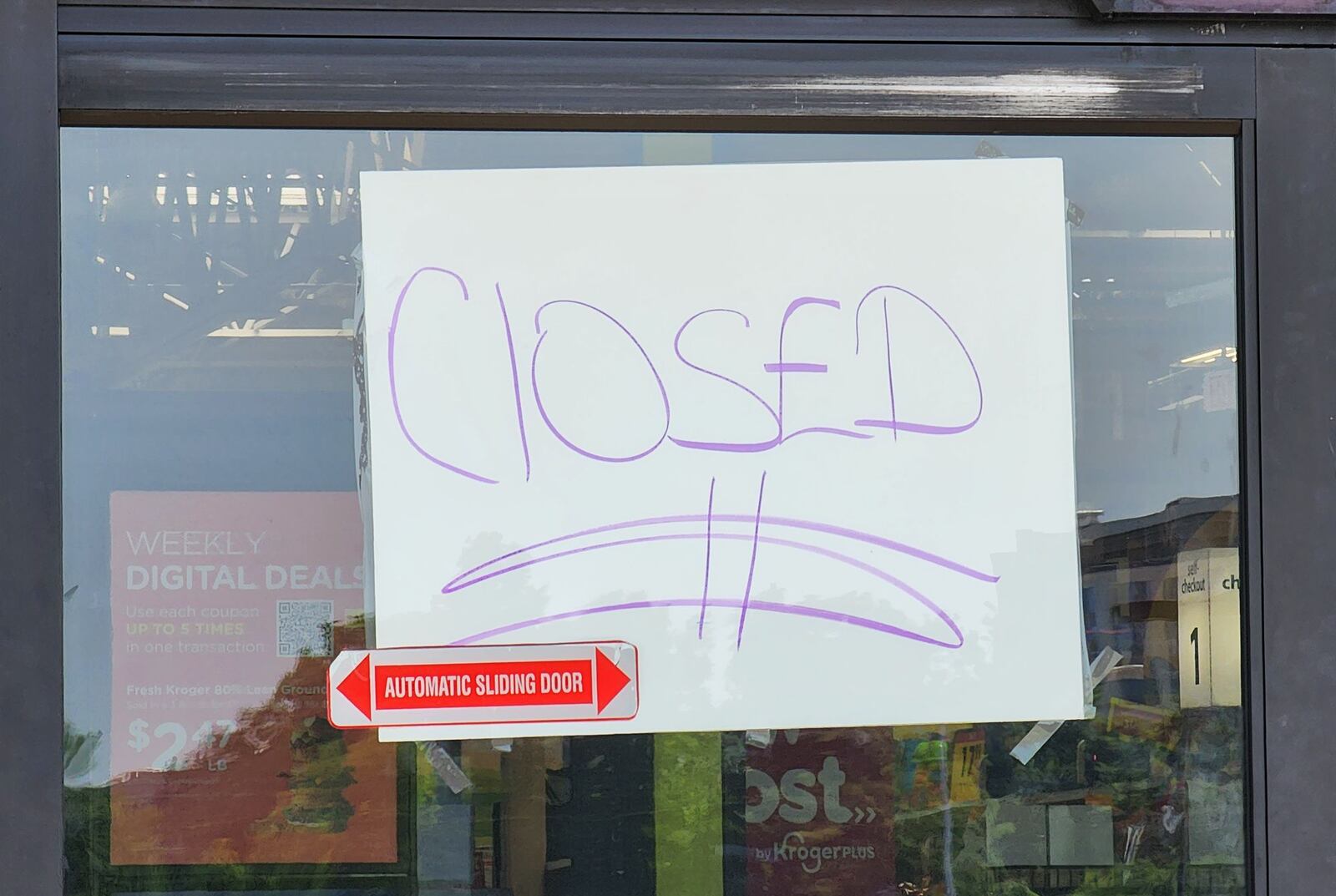 Kroger on Yankee Road in Liberty Township closed and had multiple refrigerated trucks parks outside keeping items cool while their power was out Tuesday, June 14 after a storm caused damage and power outages throughout the area Monday. NICK GRAHAM/STAFF